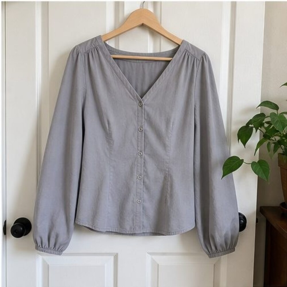 Gray Lace Trim Top